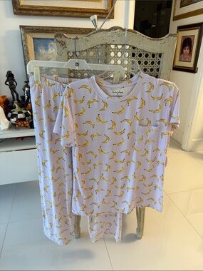 Spoiled Angel Lilac/Yellow Banana Print Loungewear/Pajama Set